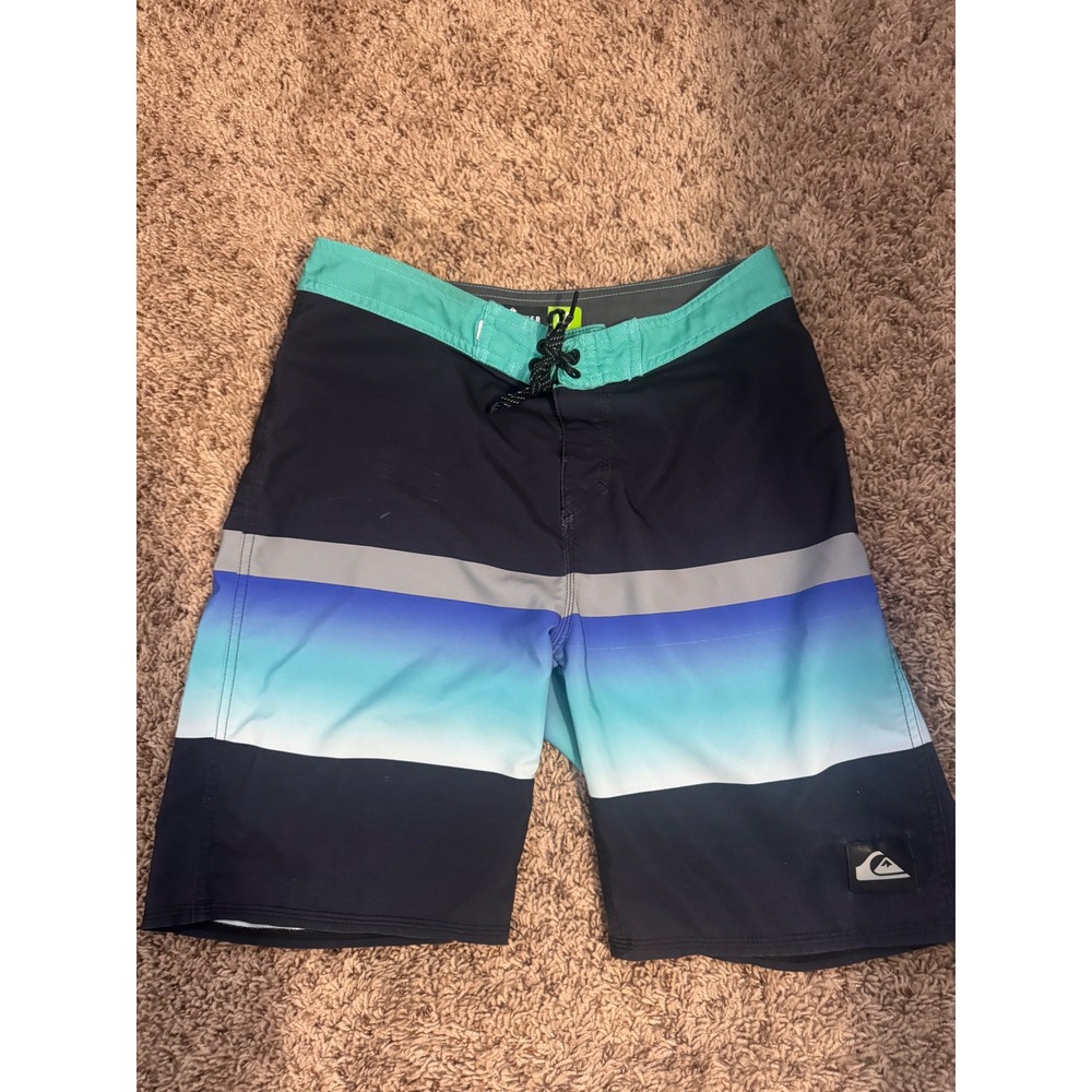 Quiksilver Highline Board Shorts Men's Size 28 4 Way Stretch Surf Swim Blue